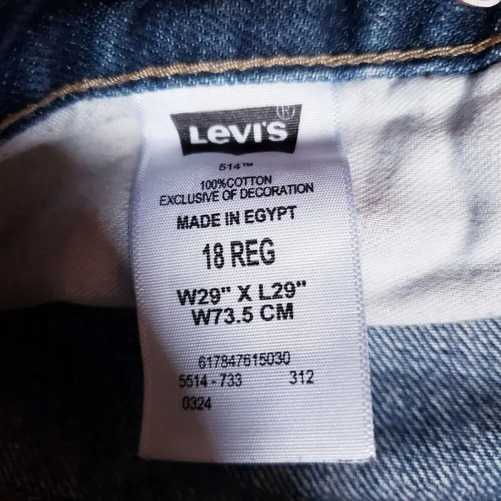 Levi's 514 Slim Straight Medium Wash Denim Jeans Size 18 Reg 29 x‎ 29